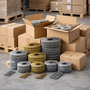 15 Degree High-Strength Wire Collated Coil Nails - 3,000 Pcs Premium Steel Framing Fasteners