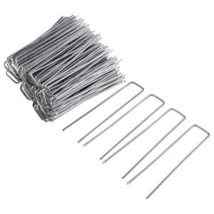 Heavy-Duty Landscape Staples - 6-Inch Galvanized U-Shape Garden Stakes for Weed Barrier