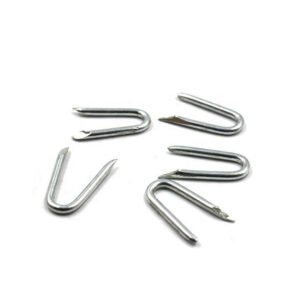 Heavy-Duty Smooth Shank Fence Staples - Galvanized Steel U-Shaped Nails for Wire Fencing